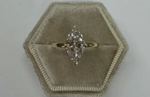14k Yellow Gold Genuine Lab Grown 2.01 Carat Marquise Solitaire